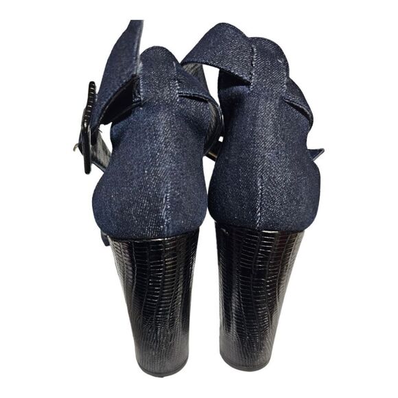 DONALD J PLINER Denim Platform Sandals Heels - Size 10 - Picture 4 of 8